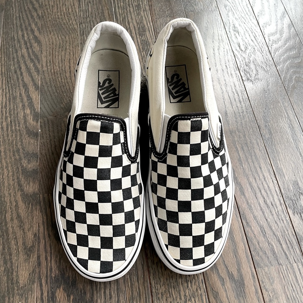 Vans Classic Slip On Checkered White Black Shoes